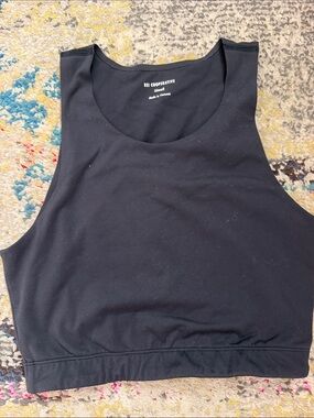 Rei Black Cropped Tank Top - Minimal Scoop Neck